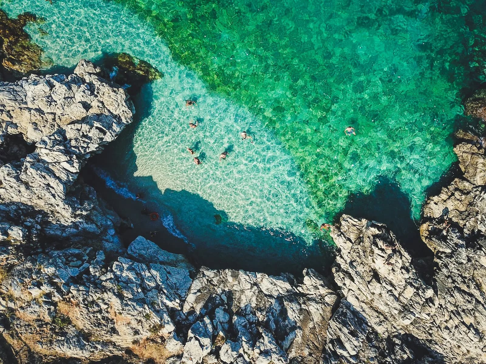 Cala turchese della Riserva dello Zingaro vista dall'alto con acqua cristallina e costa rocciosa