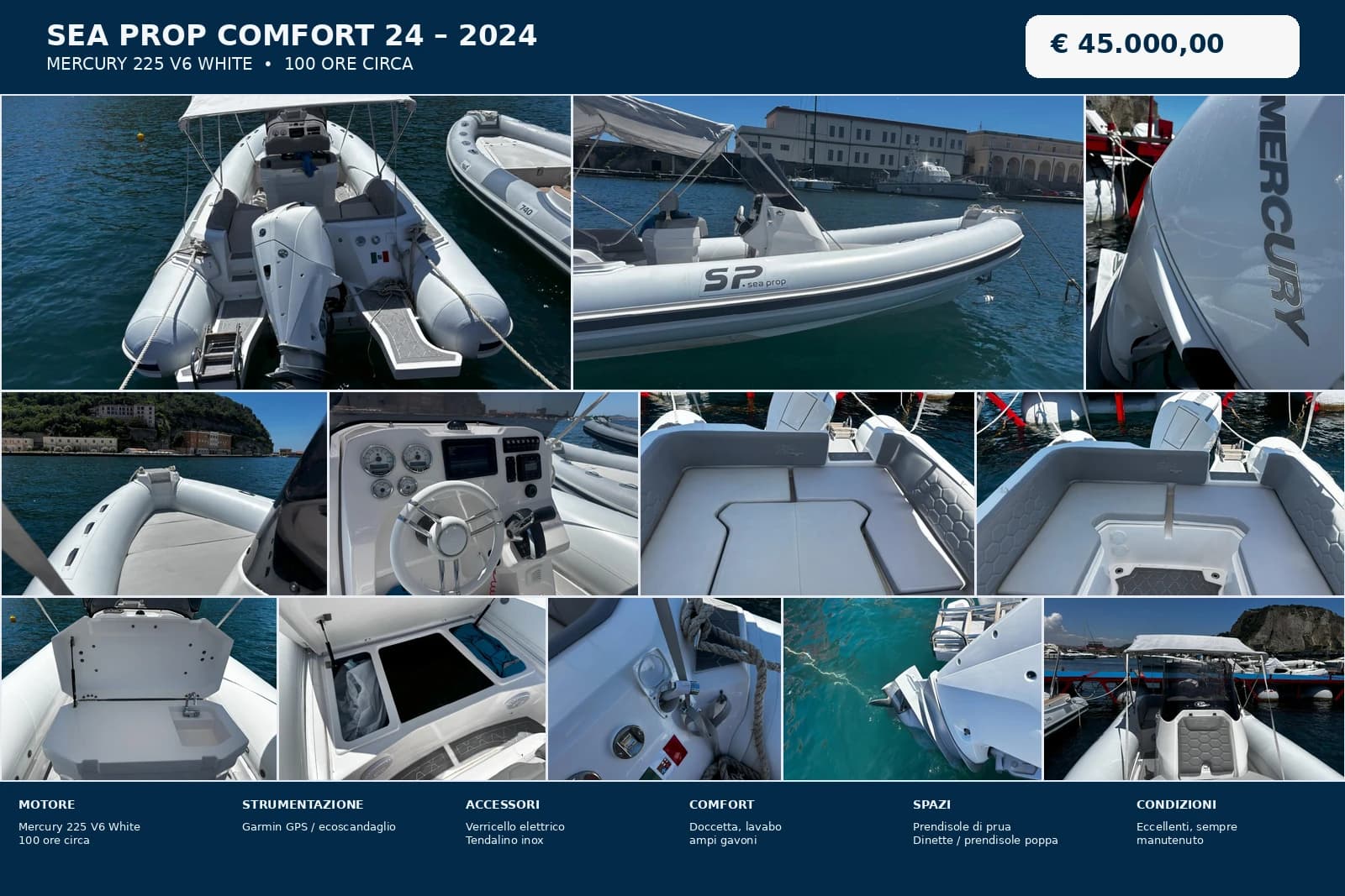 SeaProp Confort 24 anno 2024 – Mercury 225 V6 – ottime condizioni