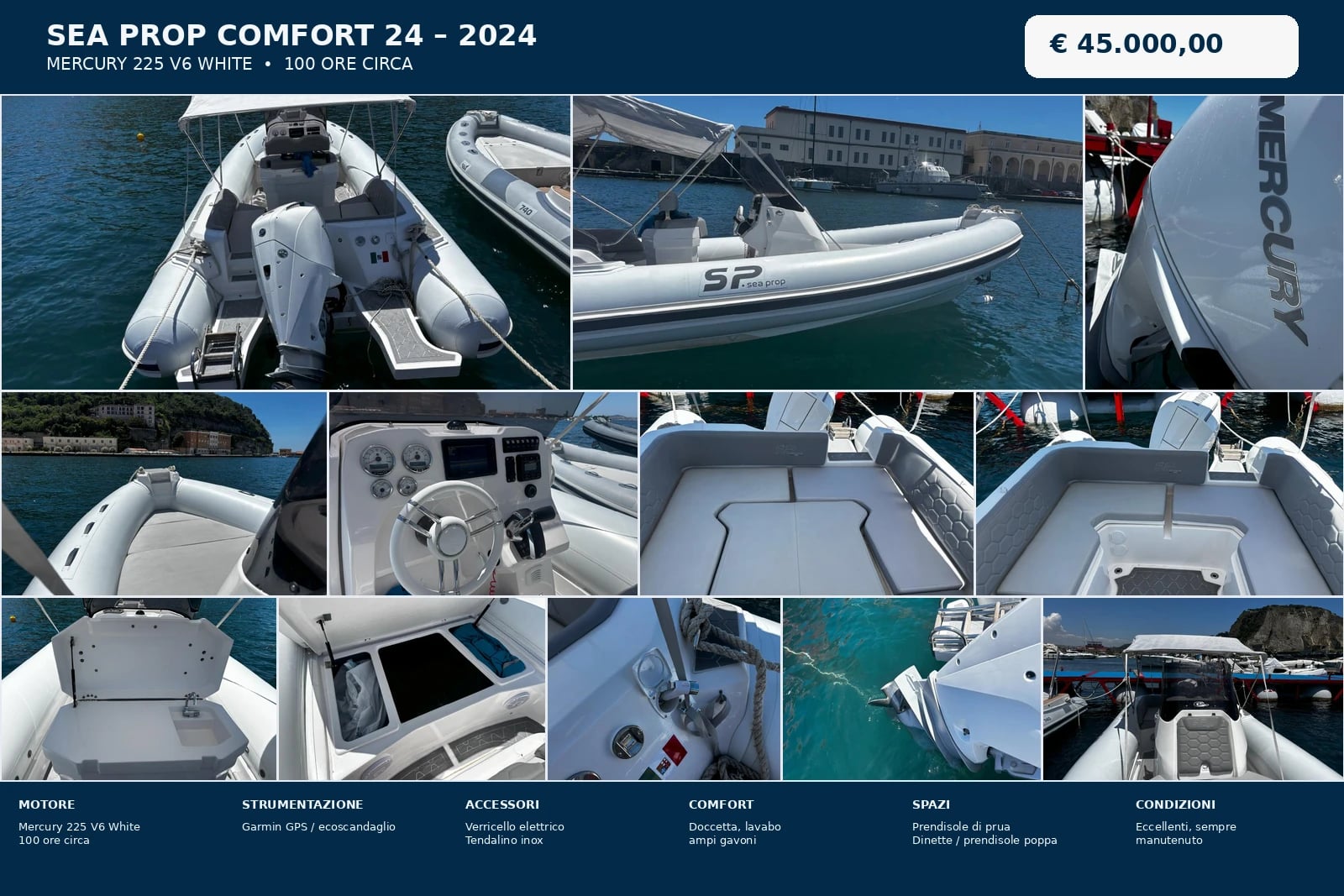 SeaProp Confort 24 anno 2024 – Mercury 225 V6 – ottime condizioni