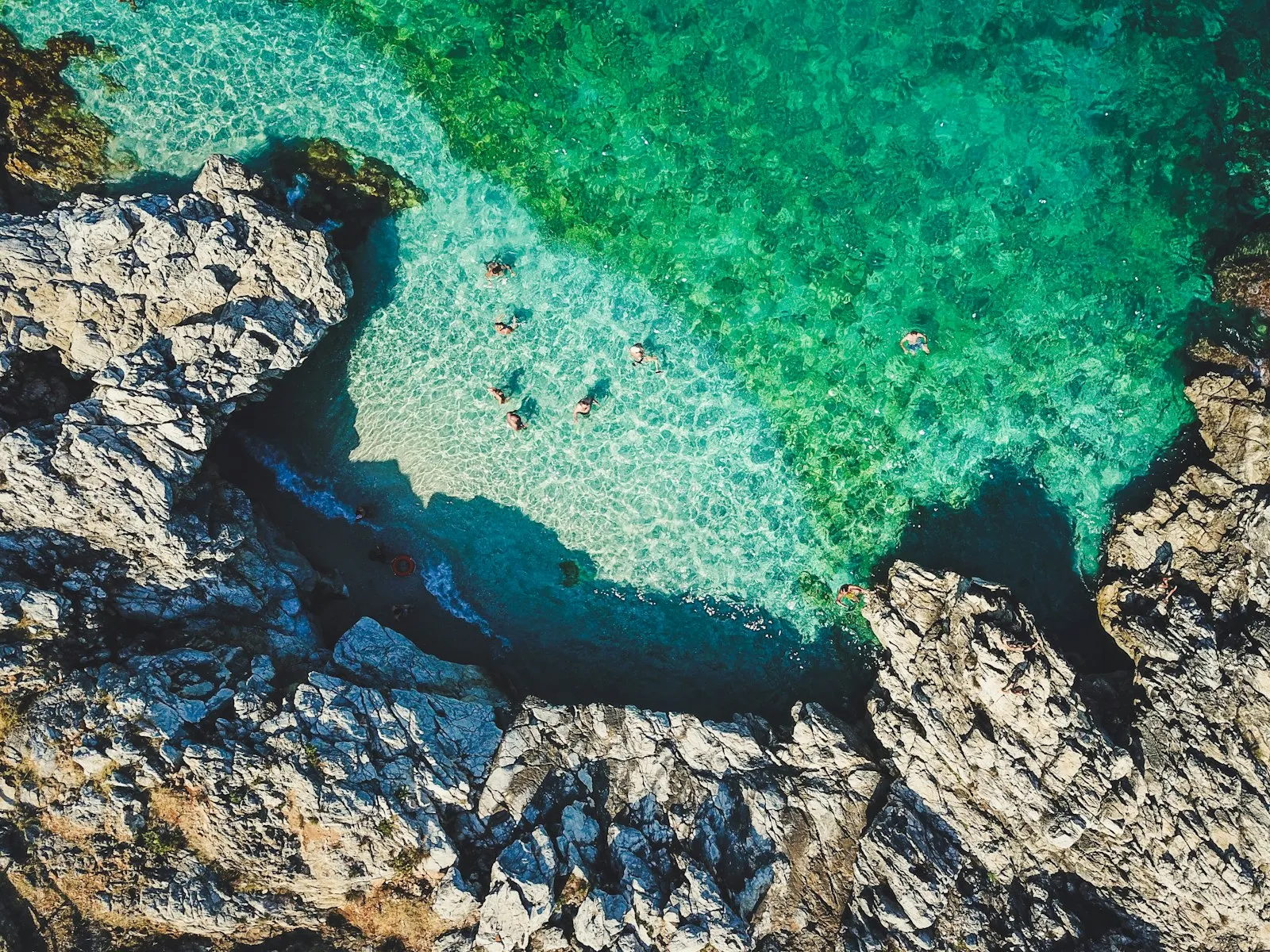 Cala turchese della Riserva dello Zingaro vista dall'alto con acqua cristallina e costa rocciosa